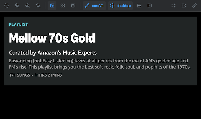 PageHeaderMetadata component with coreV1 theme and desktop platform selected